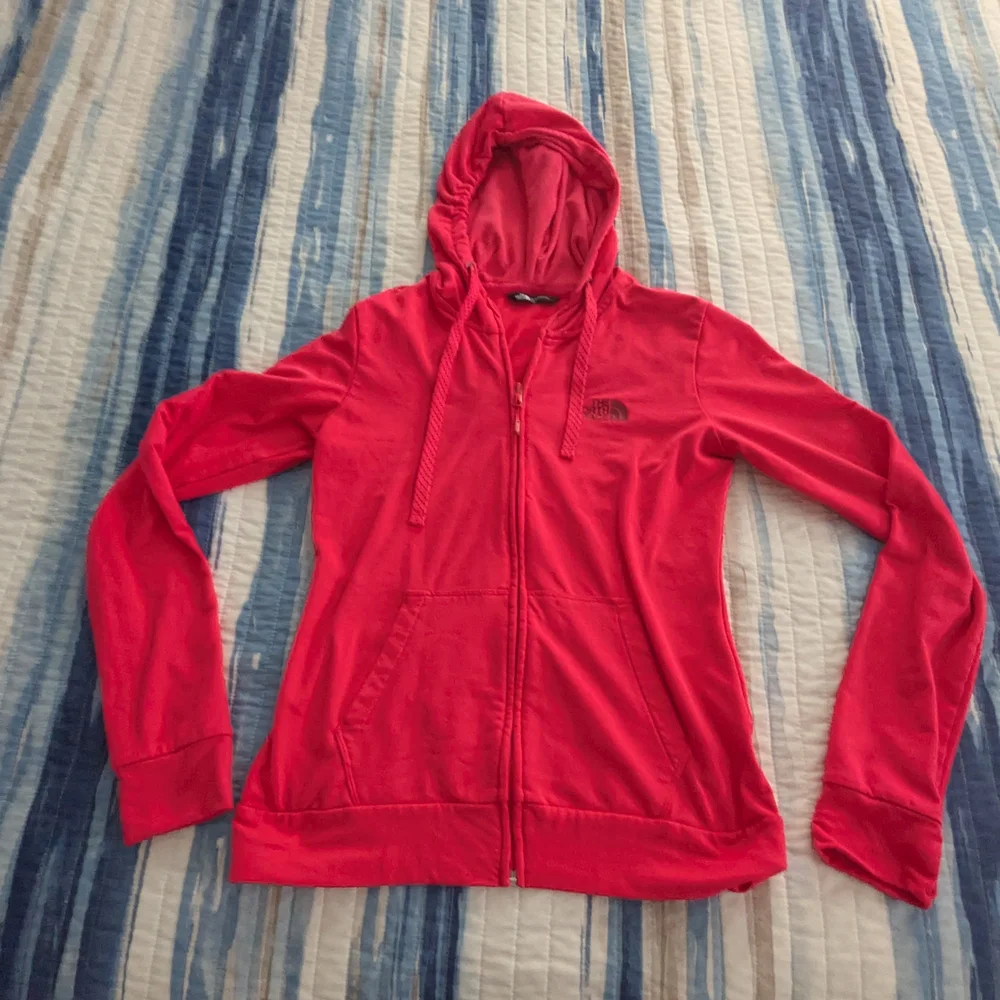 North Face Vibrant Red Zip-Up Hoodie - Picture 2 of 5